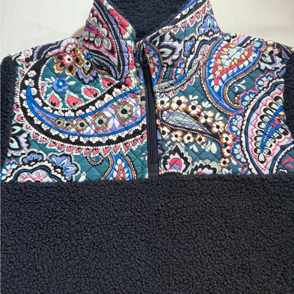 Vera Bradley Women's Teddy Fleece Pullover/ Navy Blue/ Quilted Panel Size Medium - Picture 4 of 14